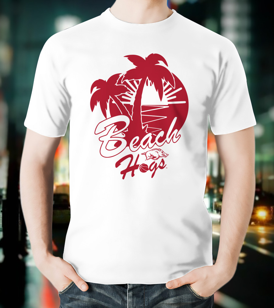 Beach Hogs Palms Sunset Razorbacks T-Shirt