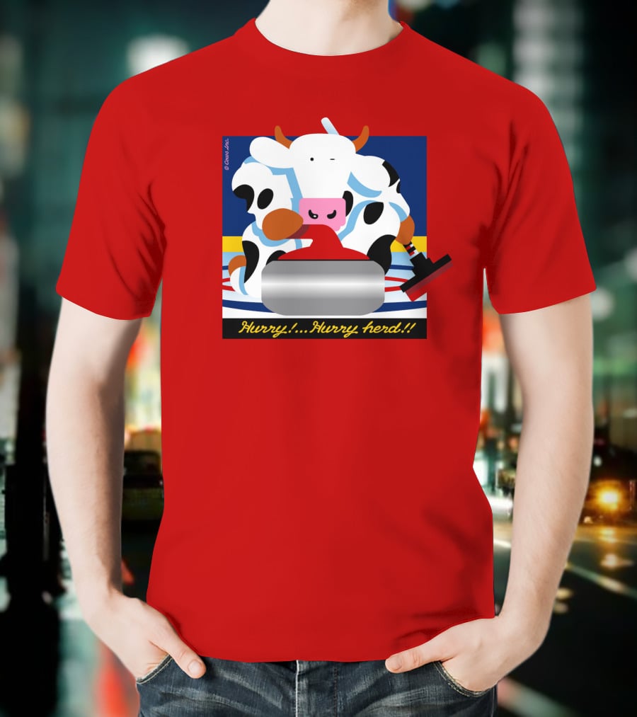 Hurry Hurry Herd Cow Curling Sweep T-Shirt