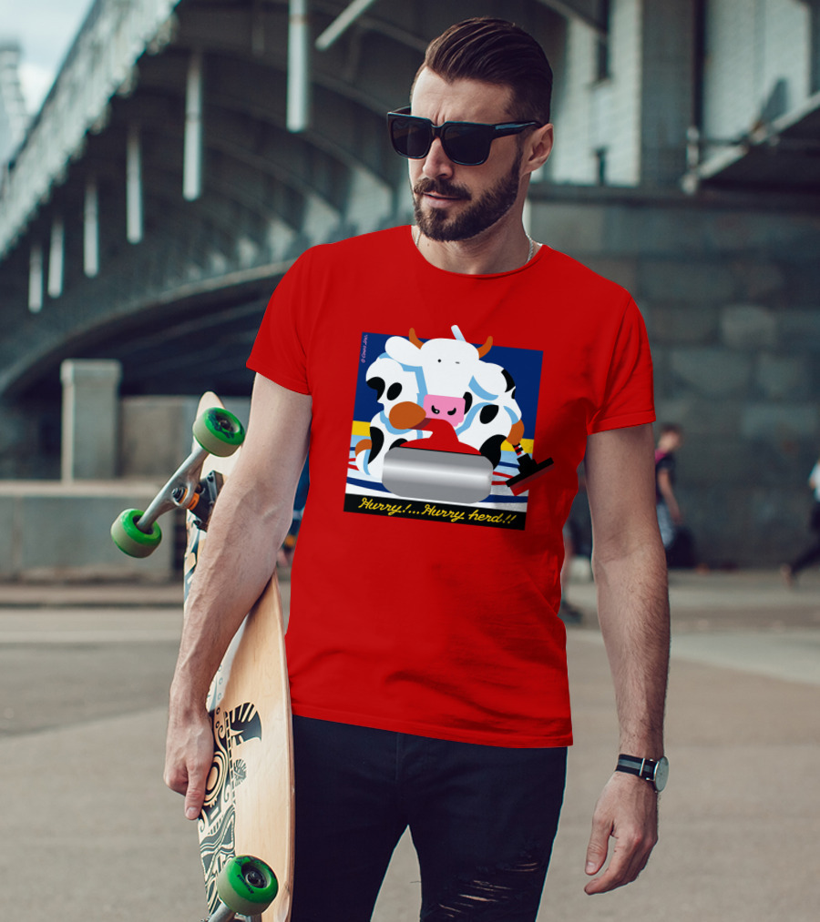 Hurry Hurry Herd Cow Curling Sweep T-Shirt
