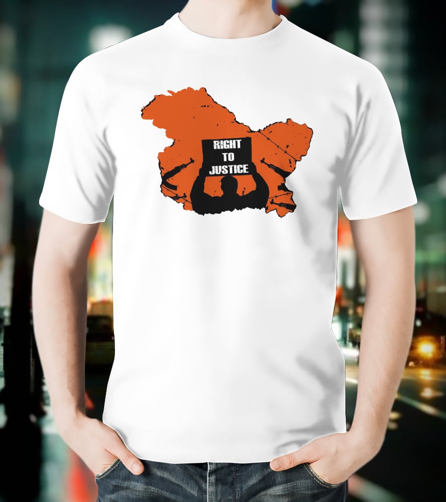 Right To Justice Protest Silhouette Inside Orange Map Shape T-Shirt