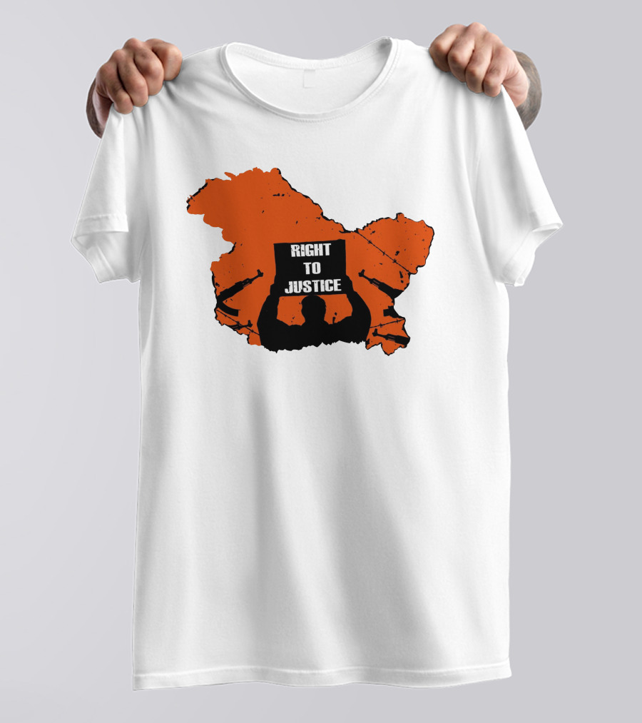 Right To Justice Protest Silhouette Inside Orange Map Shape T-Shirt