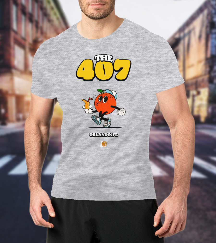 THE 407 Orlando FL Basketball Orange Character T-Shirt