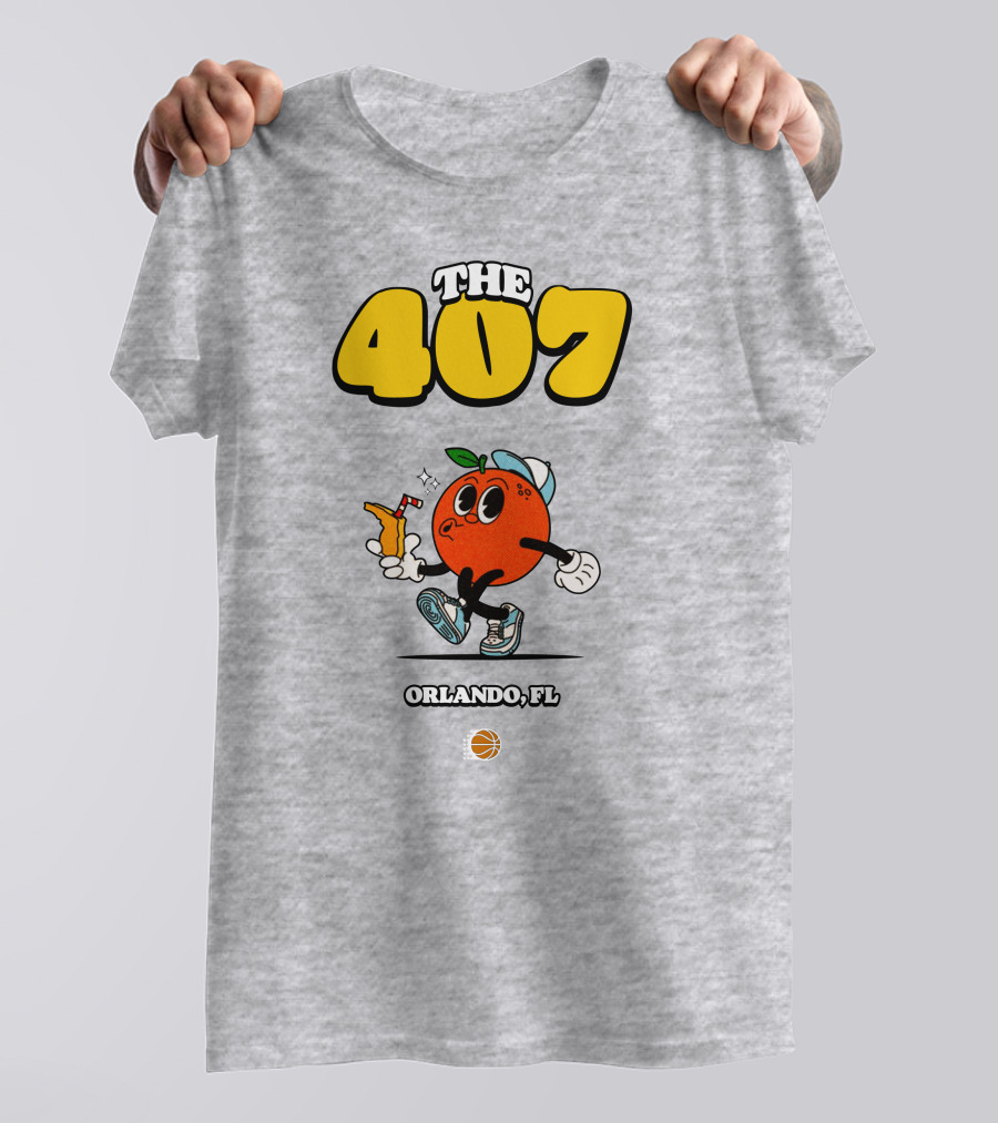 THE 407 Orlando FL Basketball Orange Character T-Shirt