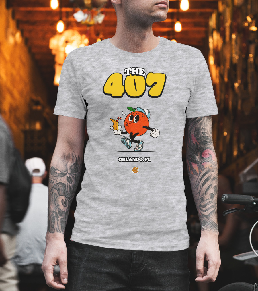 THE 407 Orlando FL Basketball Orange Character T-Shirt