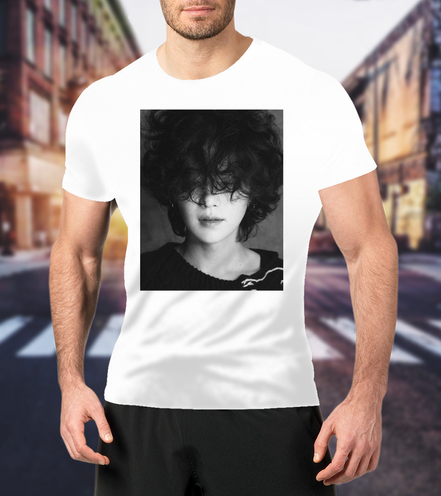 Suga Min Yoongi's Face Black And White Curly Hair T-Shirt