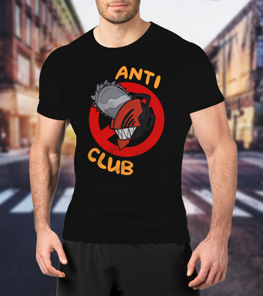 Chain Saw Man Anti Club Chainsaw Head With Red No Sign T-Shirt