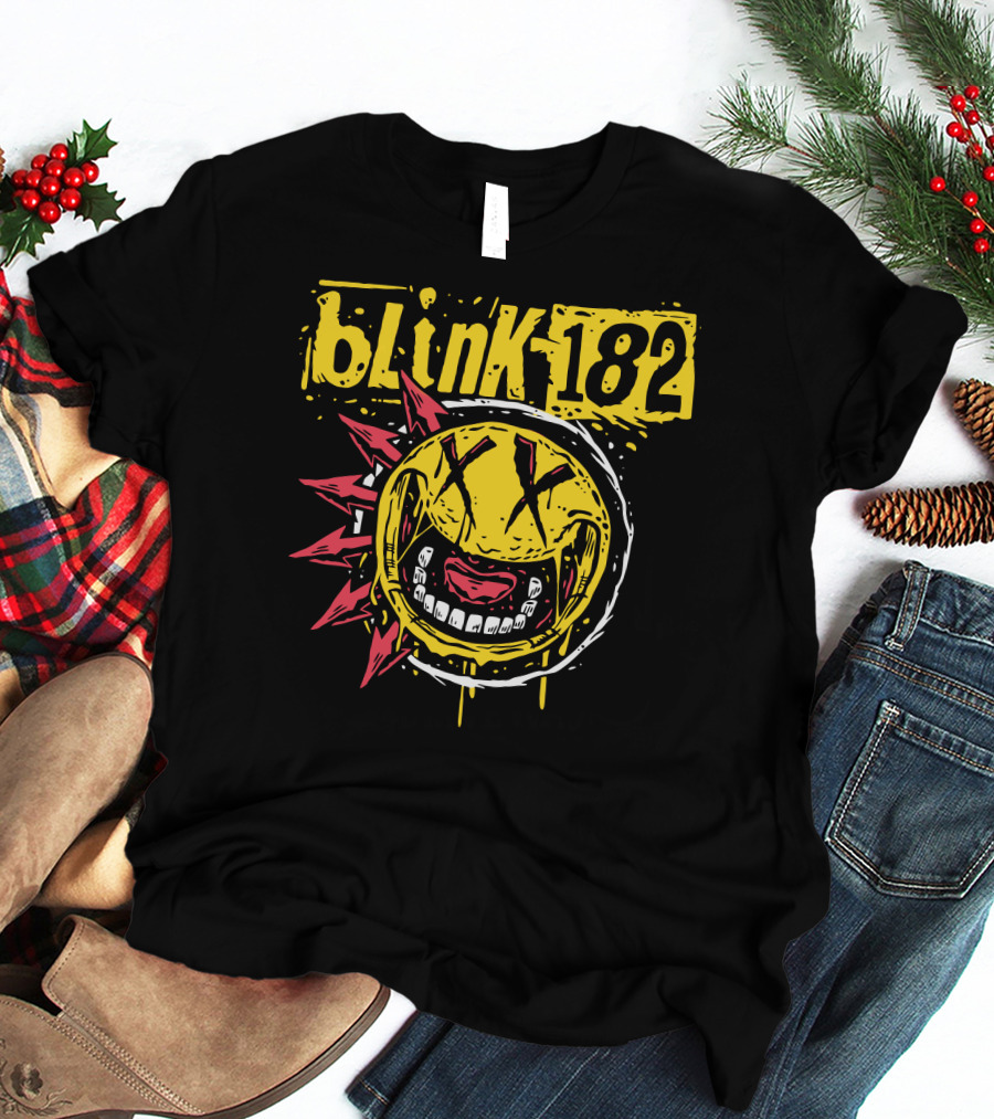 Blink182 Punk Smiley Distressed Face T-Shirt