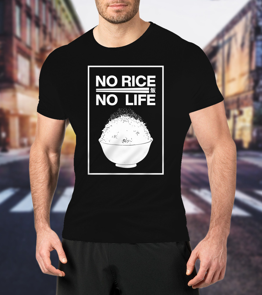 No Rice No Life Kanji Bowl T-Shirt