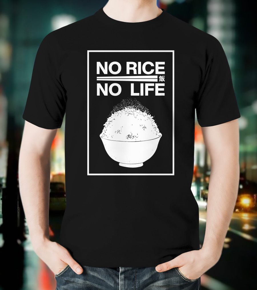 No Rice No Life Kanji Bowl T-Shirt