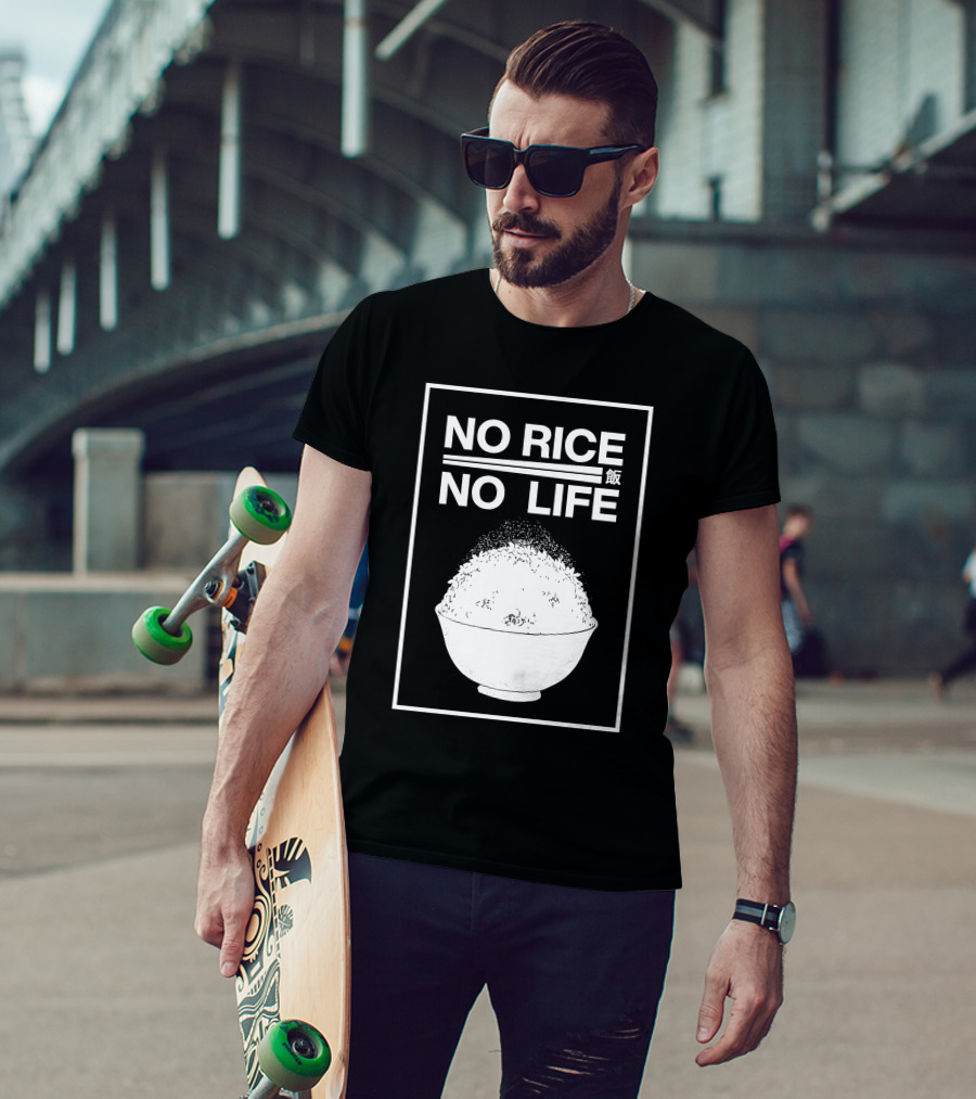 No Rice No Life Kanji Bowl T-Shirt