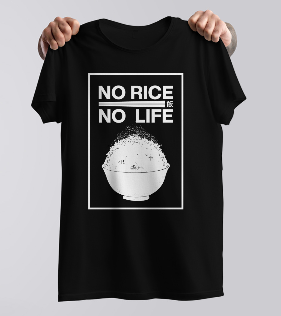 No Rice No Life Kanji Bowl T-Shirt