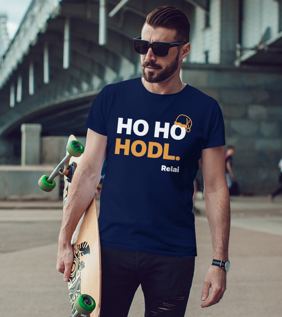 Ho Ho Hodl Relai Christmas Santa Hat Bitcoin T-Shirt