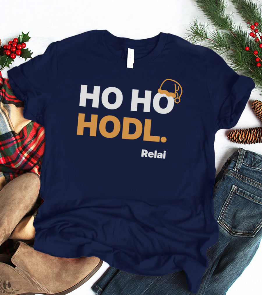 Ho Ho Hodl Relai Christmas Santa Hat Bitcoin T-Shirt