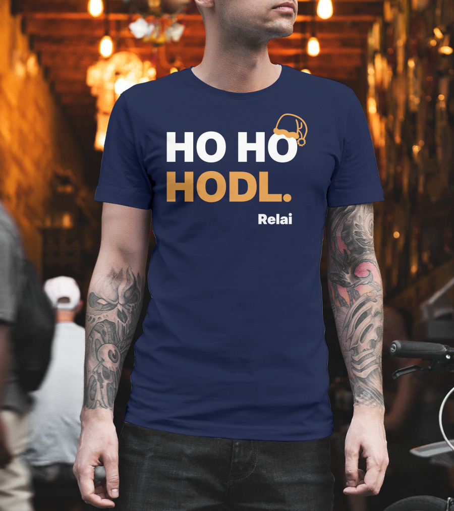 Ho Ho Hodl Relai Christmas Santa Hat Bitcoin T-Shirt