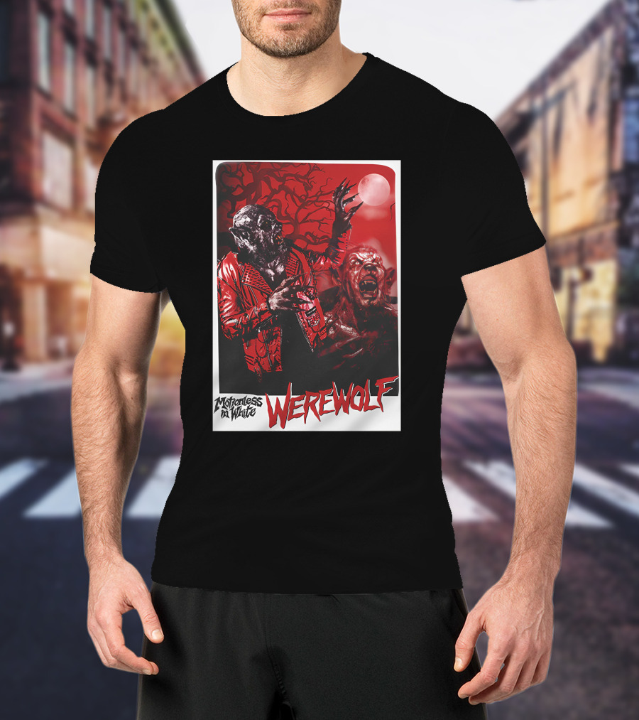 Motionless In White Werewolf Colortest Lurking In The Dark Red Moon Horror Scene T-Shirt