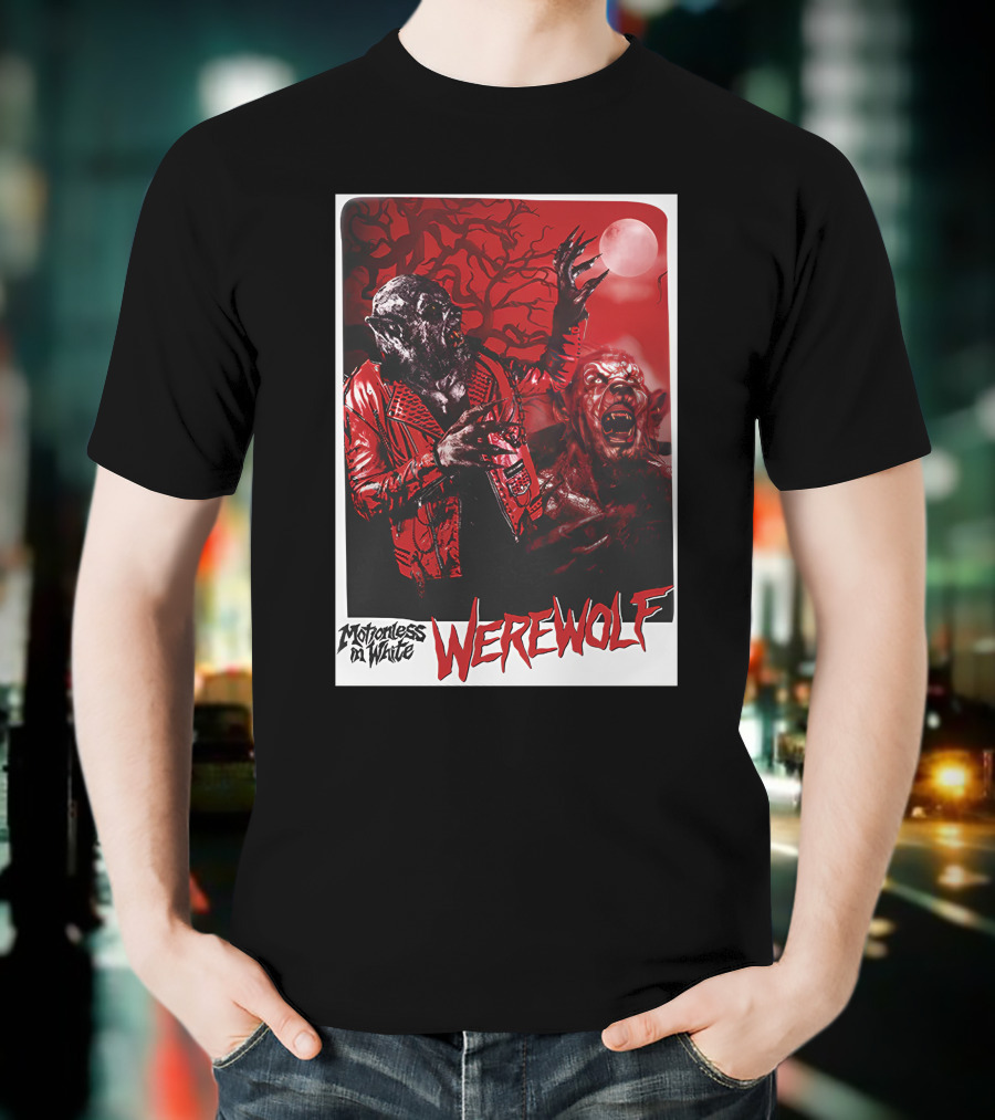Motionless In White Werewolf Colortest Lurking In The Dark Red Moon Horror Scene T-Shirt