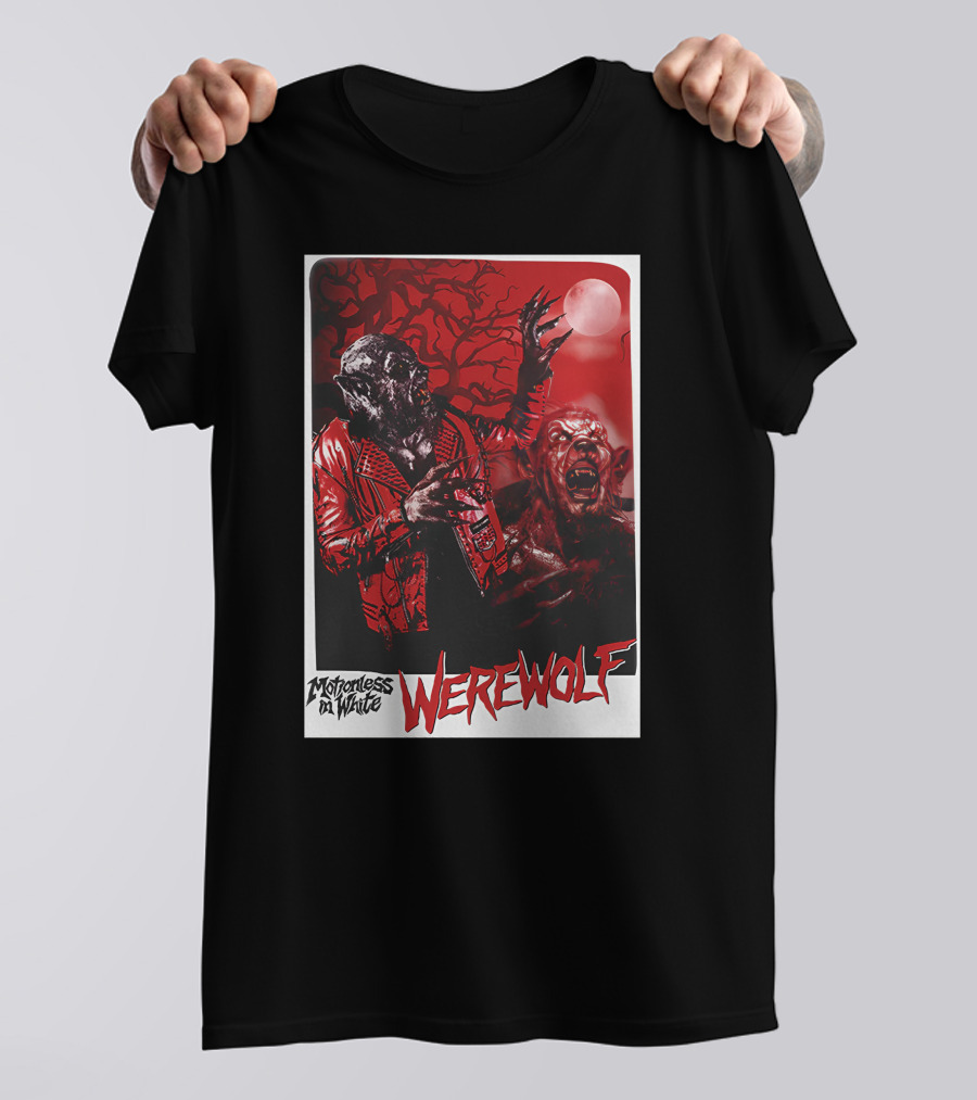 Motionless In White Werewolf Colortest Lurking In The Dark Red Moon Horror Scene T-Shirt