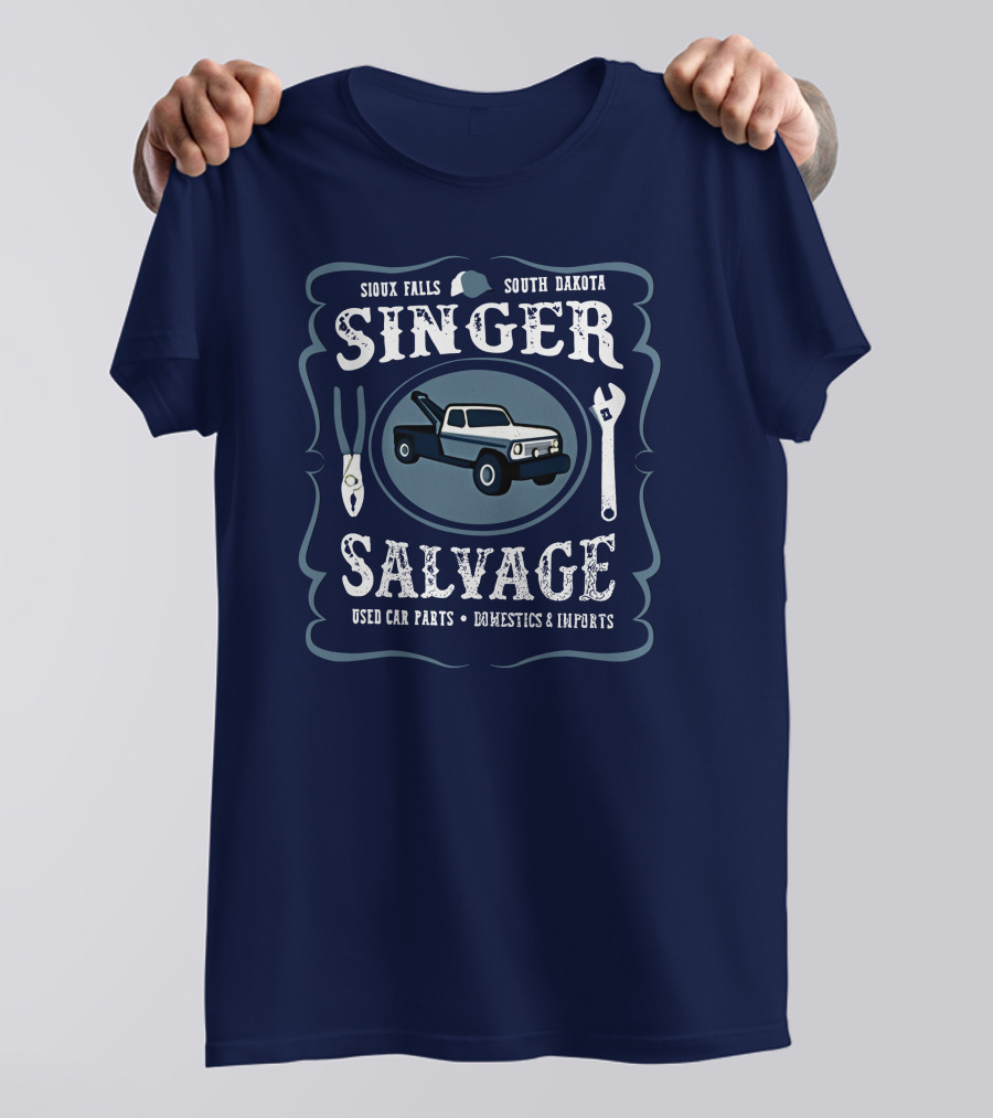 Sioux Falls South Dakota Singer Salvage Used Car Parts Domestics Imports T-Shirt