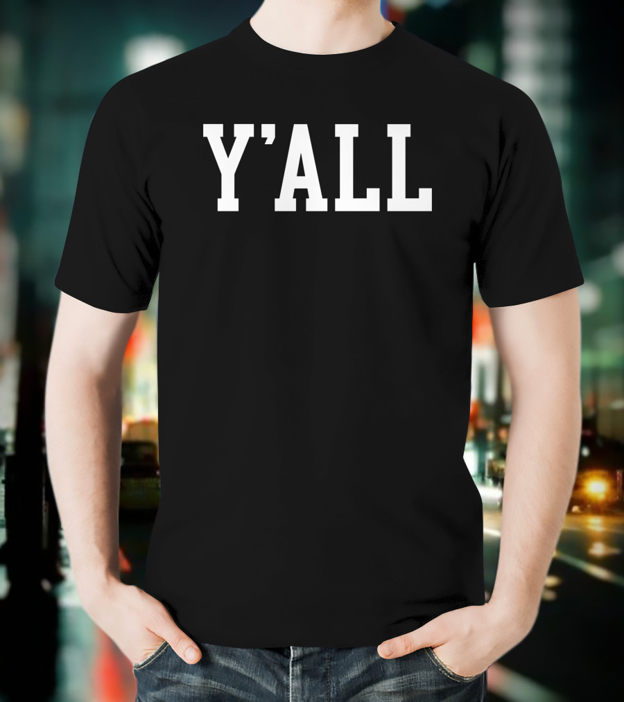 Y'all College-Style Text Block Letters T-Shirt