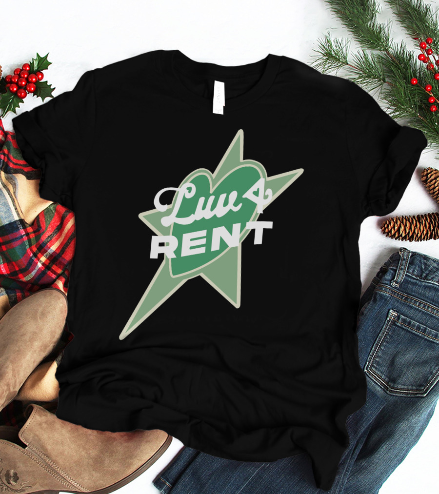 Luv 4 Rent Green Heart With Starburst Background T-Shirt