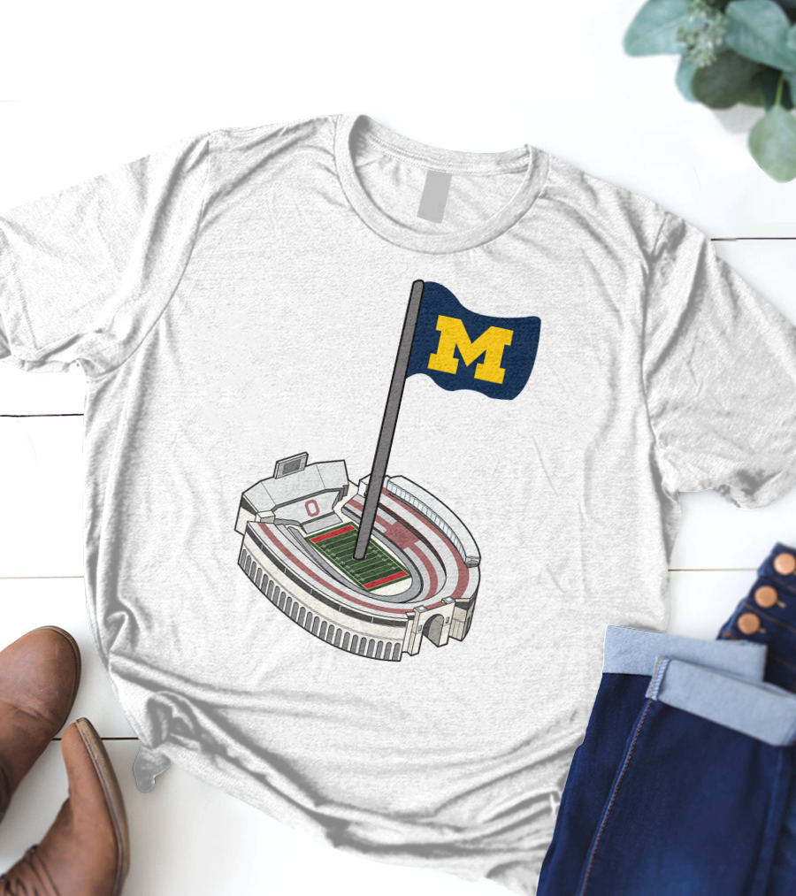 Britt Brianzivino Michigan Ohio Stadium Rivalry Flag T-Shirt