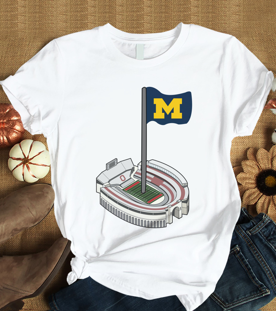 Britt Brianzivino Michigan Ohio Stadium Rivalry Flag T-Shirt