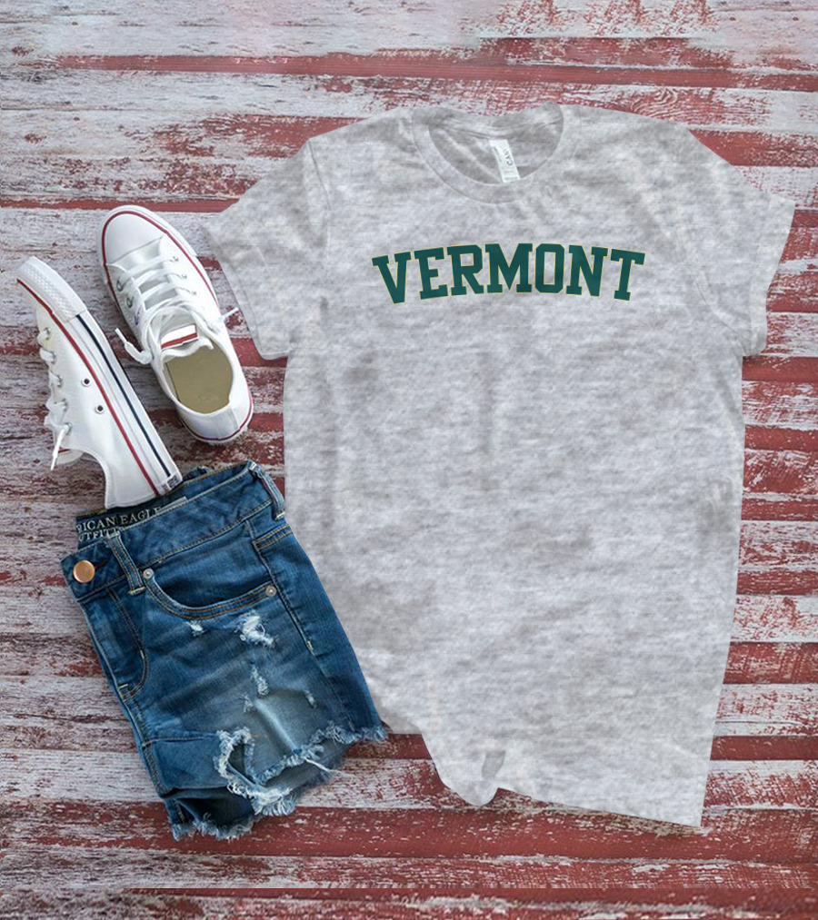 Vermont Green College Style Block Letters T-Shirt