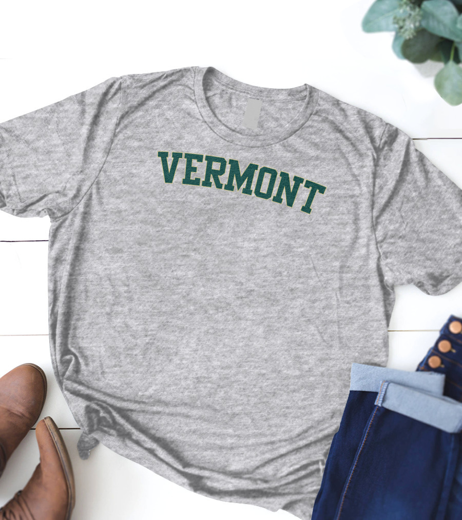 Vermont Green College Style Block Letters T-Shirt