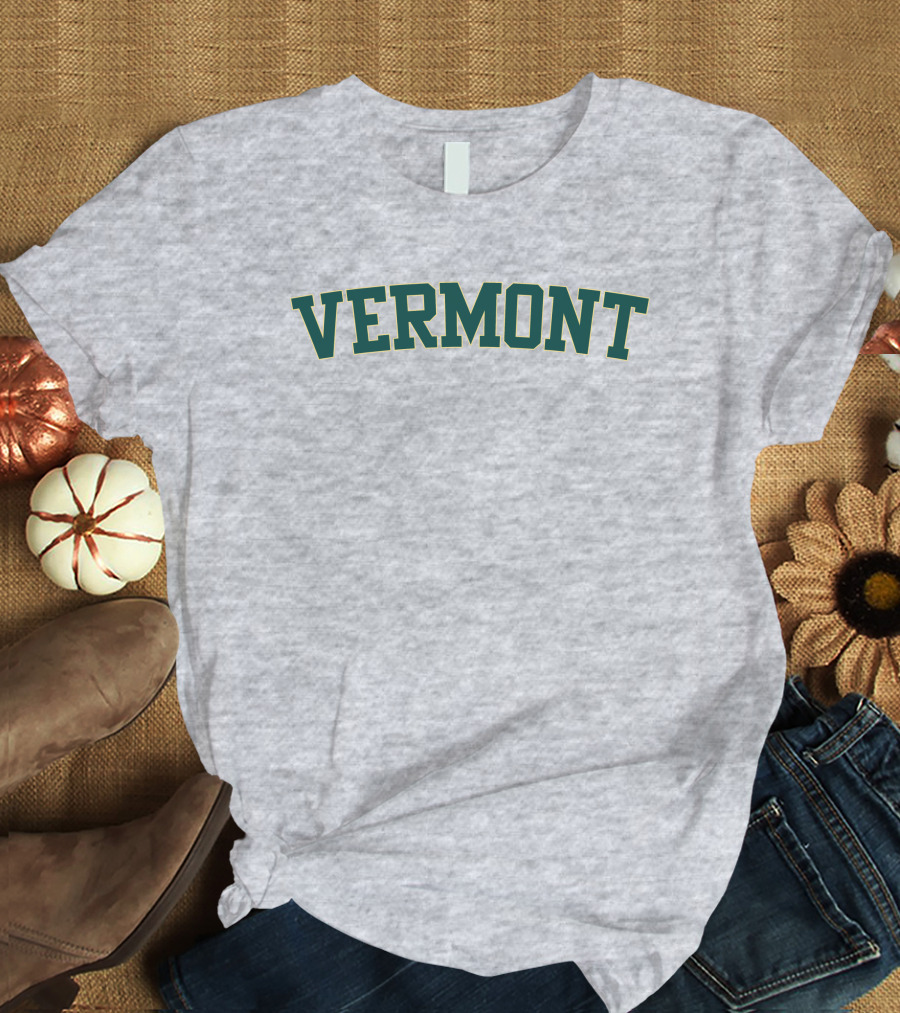 Vermont Green College Style Block Letters T-Shirt
