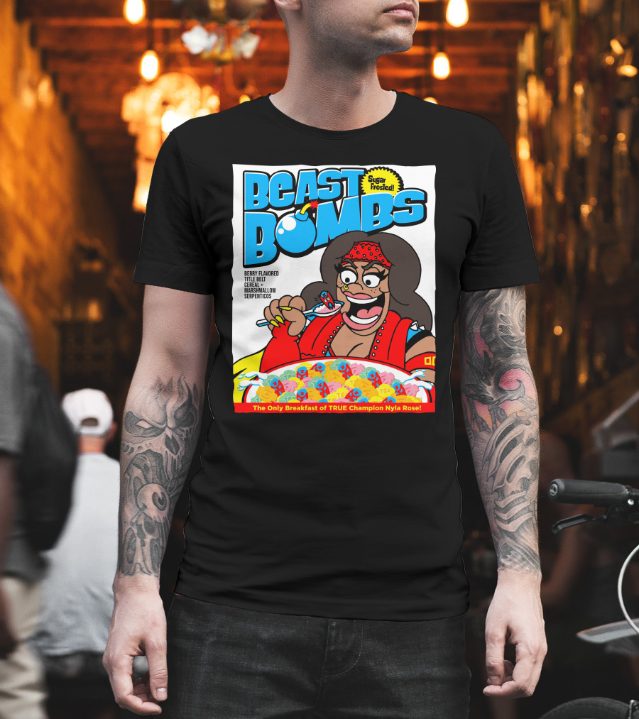 BEAST BOMBS Sugar Frosted Berry Flavored Title Belt Cereal With Marshmallow Serpenticos The Only Breakfast Of True Champion Nyla Rose T-Shirt