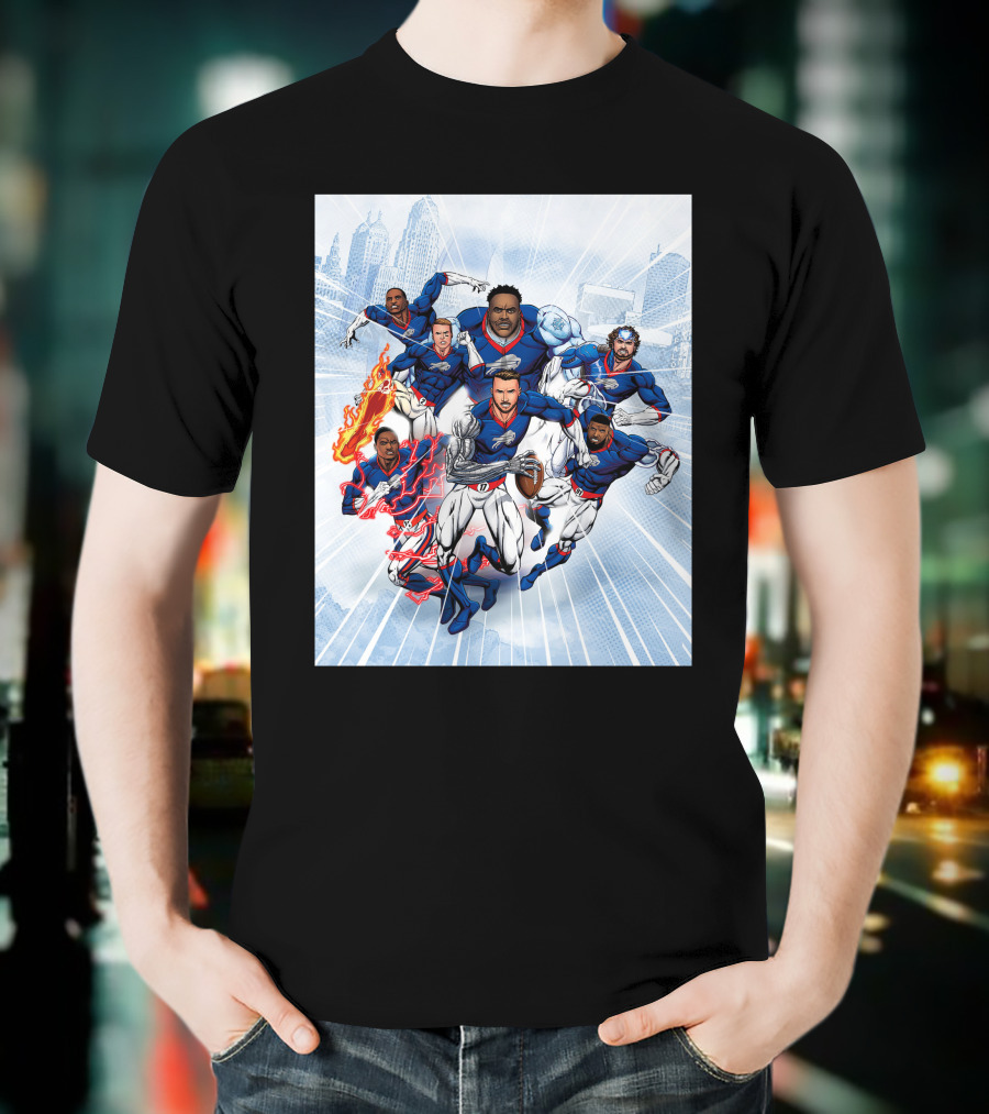 Buffalo Bills Super Hero Team Comic T-Shirt
