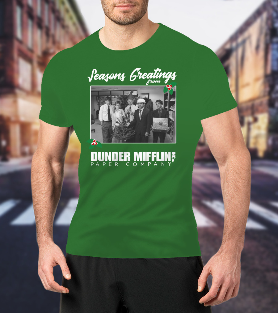 Seasons Greetings From Dunder Mifflin Paper Company Holiday Photo T-Shirt