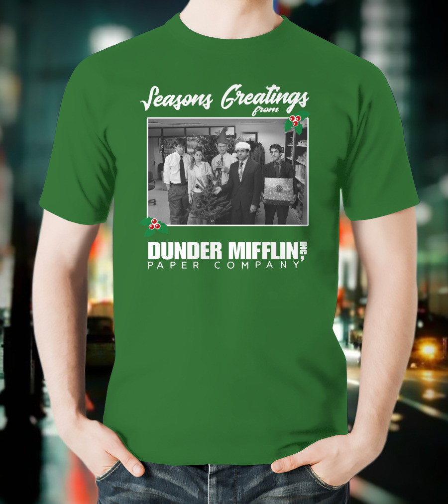 Seasons Greetings From Dunder Mifflin Paper Company Holiday Photo T-Shirt