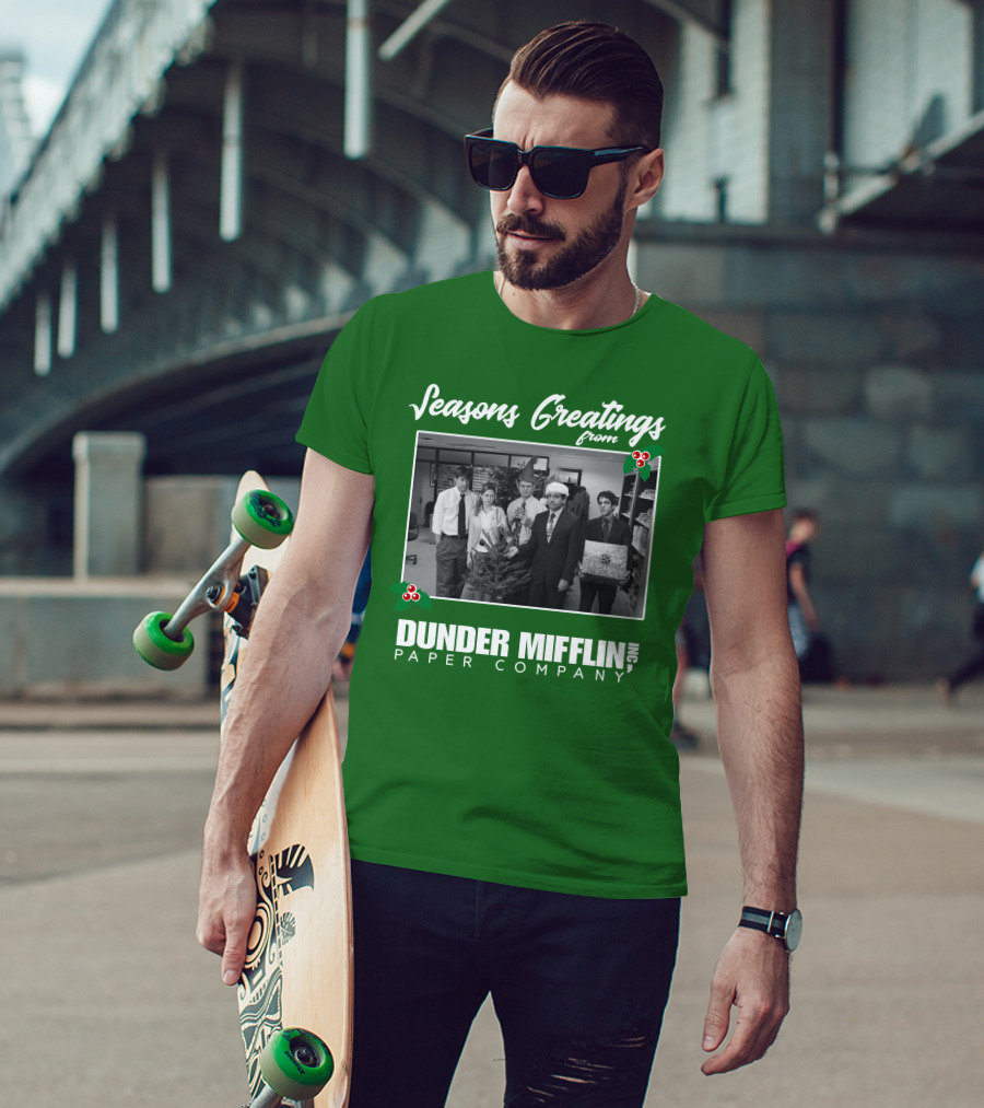 Seasons Greetings From Dunder Mifflin Paper Company Holiday Photo T-Shirt