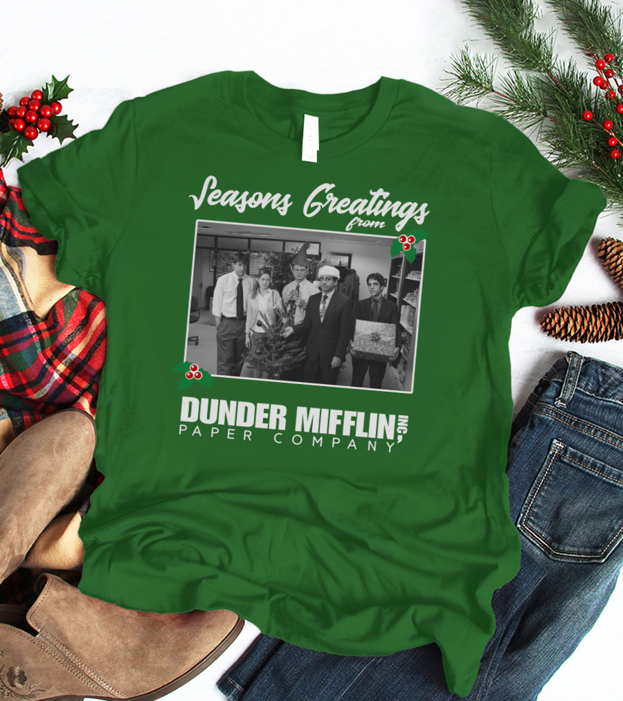 Seasons Greetings From Dunder Mifflin Paper Company Holiday Photo T-Shirt