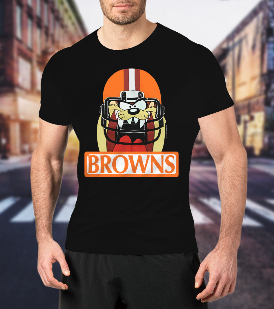 Cleveland Browns Tazmanian Devil Browns Football Helmet T-Shirt