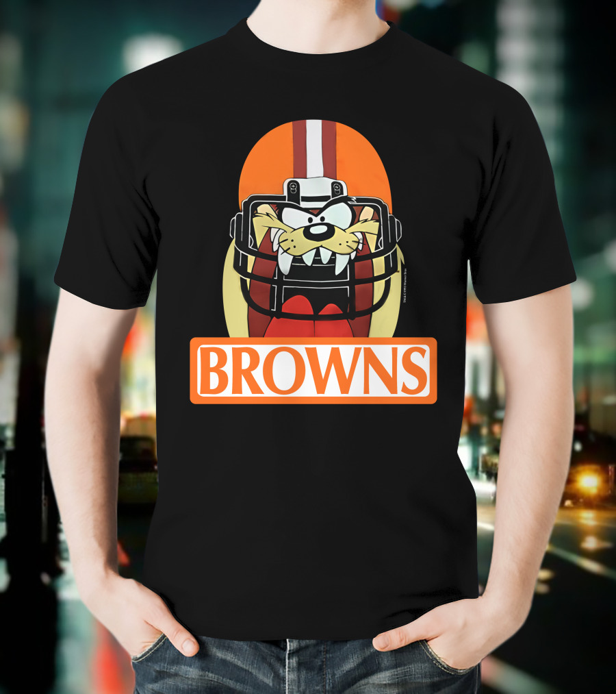 Cleveland Browns Tazmanian Devil Browns Football Helmet T-Shirt