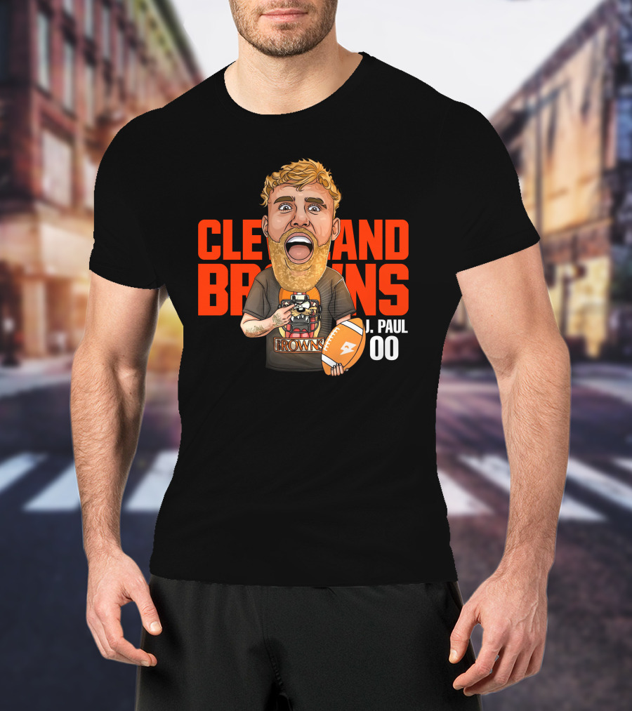Cleveland Browns J. Paul 00 Football Illustration - Agha Noor T-Shirt