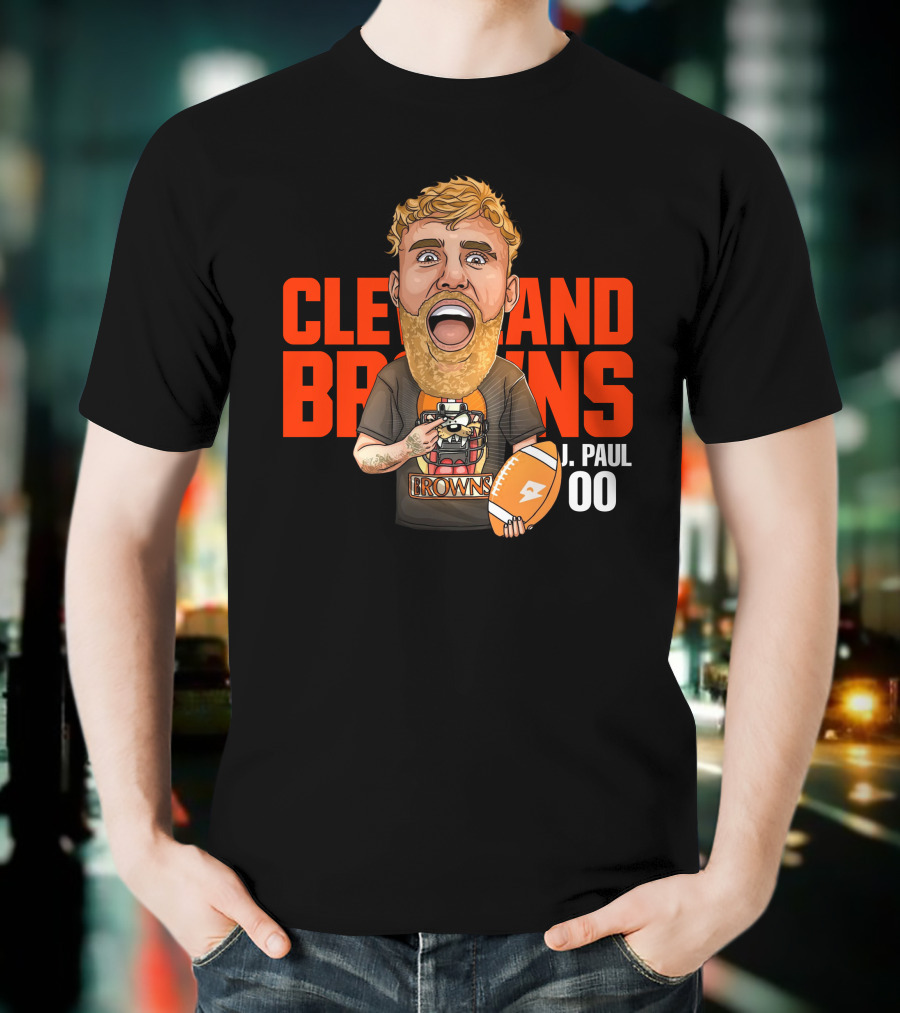 Cleveland Browns J. Paul 00 Football Illustration - Agha Noor T-Shirt