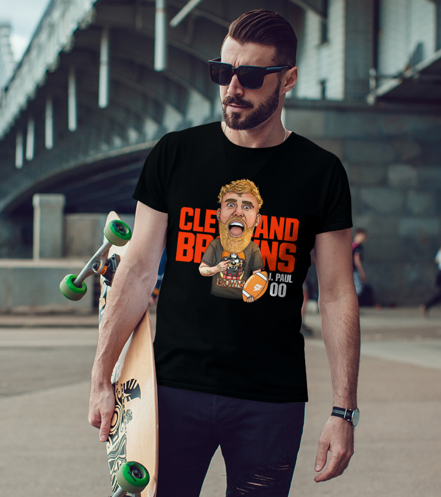 Cleveland Browns J. Paul 00 Football Illustration - Agha Noor T-Shirt