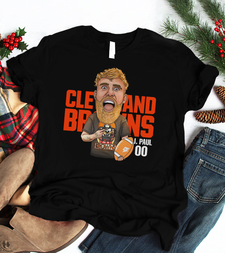 Cleveland Browns J. Paul 00 Football Illustration - Agha Noor T-Shirt