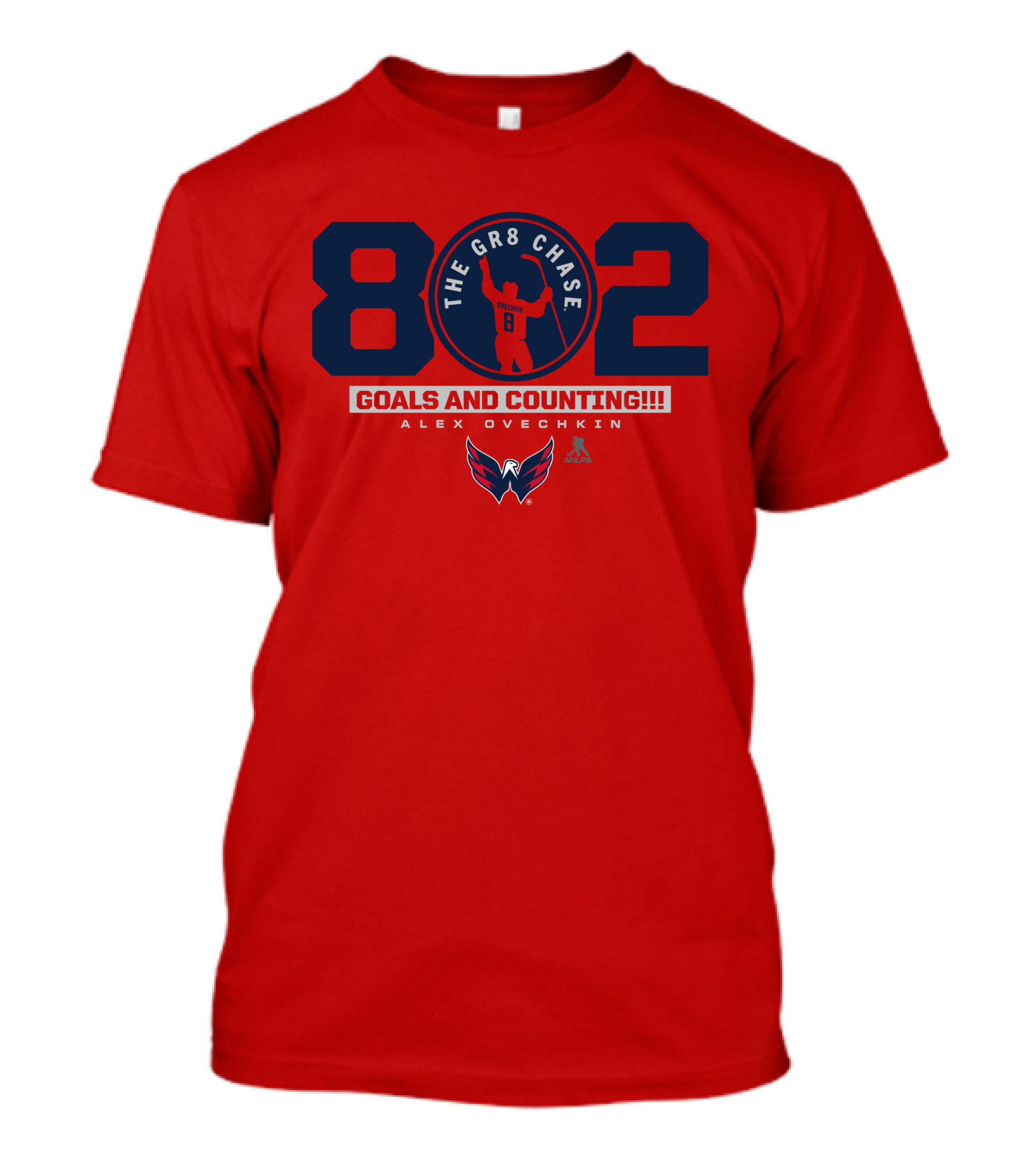 802 Ovechkin The Gr8 Chase Goals And Counting Alex Ovechkin T-Shirt