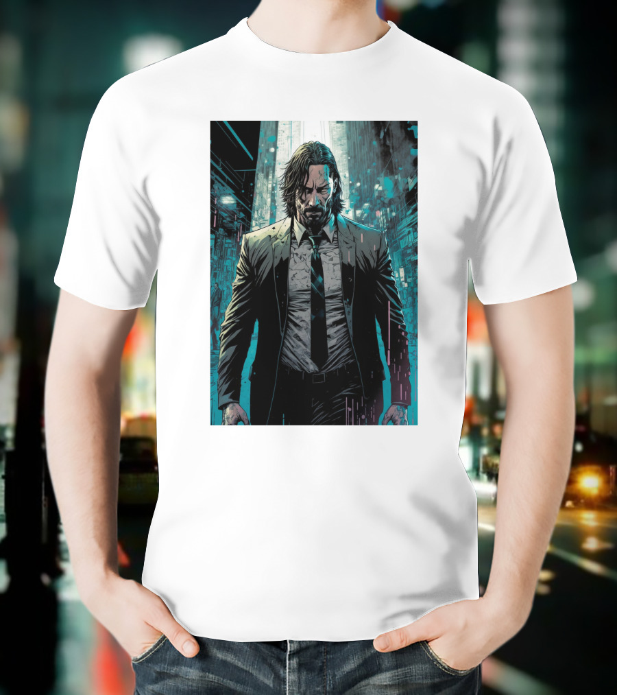 John Wick Comic Style Noir Scene T-Shirt