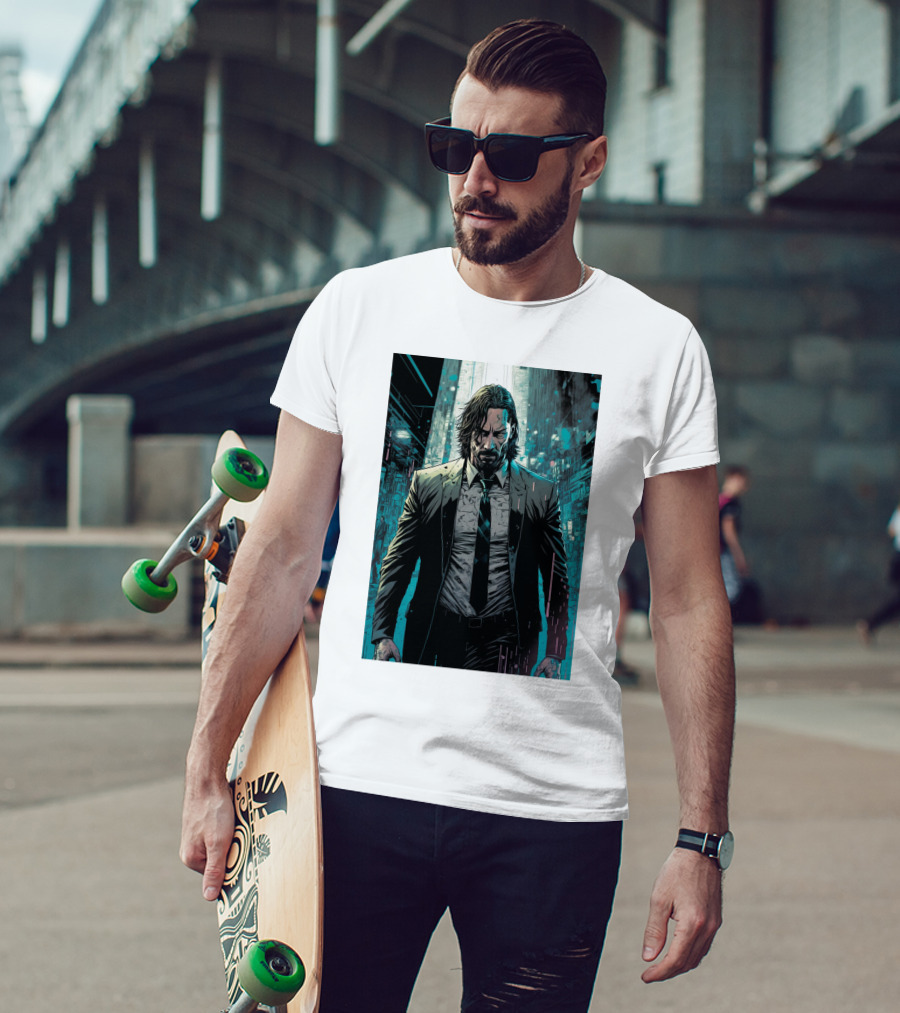 John Wick Comic Style Noir Scene T-Shirt