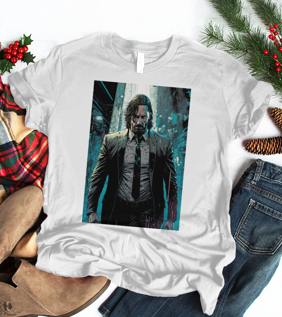 John Wick Comic Style Noir Scene T-Shirt