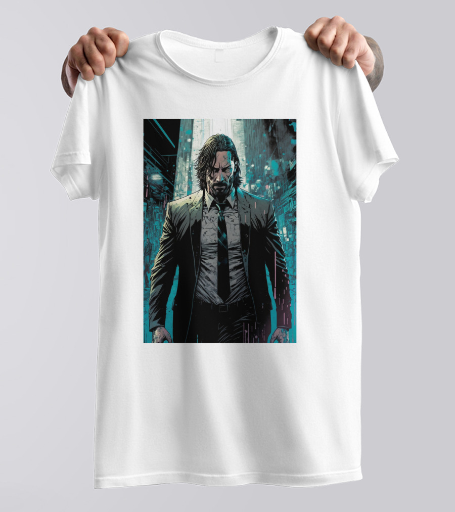 John Wick Comic Style Noir Scene T-Shirt