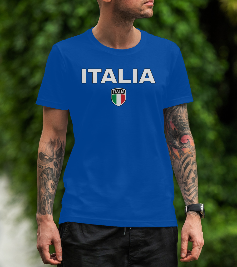 Rubi Rose Wearing Italia Italy Football Crest Blue T-Shirt