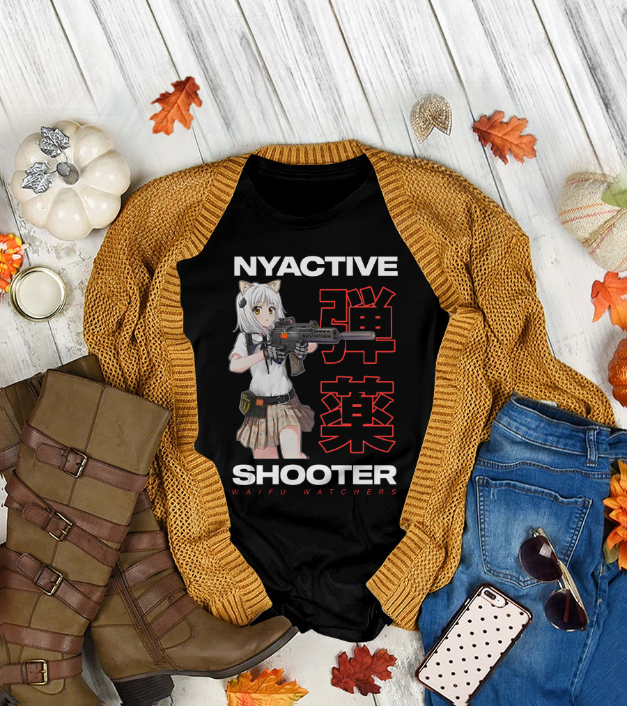 NYACTIVE Shooter Waifu Watchers Anime T-Shirt