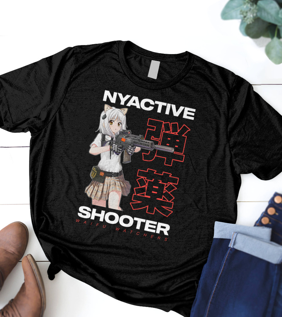 NYACTIVE Shooter Waifu Watchers Anime T-Shirt