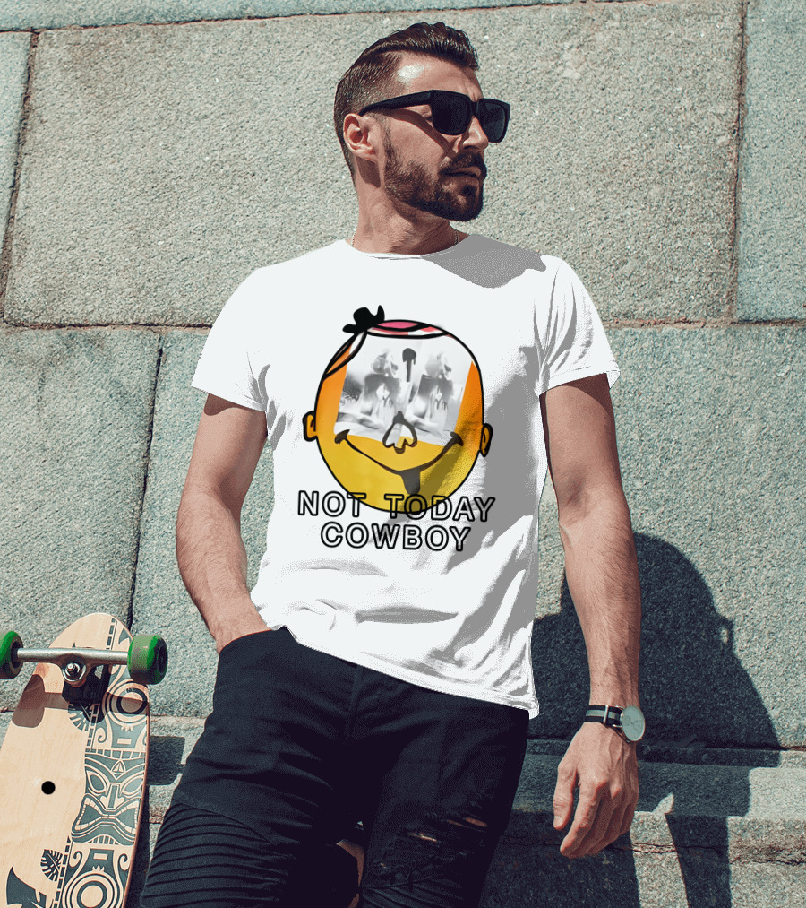 Not Today Cowboy Smiley With Abstract Overlay T-Shirt